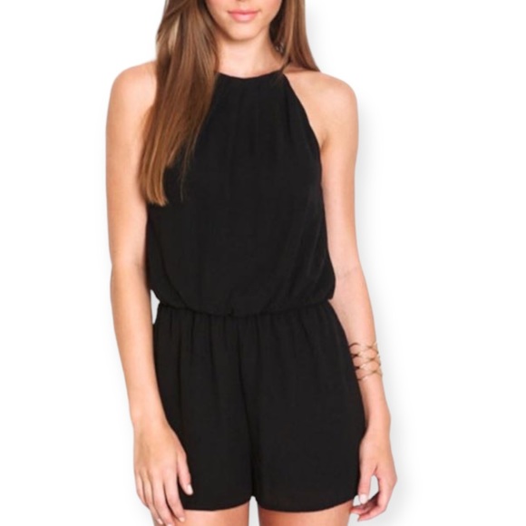 YFB Arnette Black Halter Romper - Picture 1 of 4